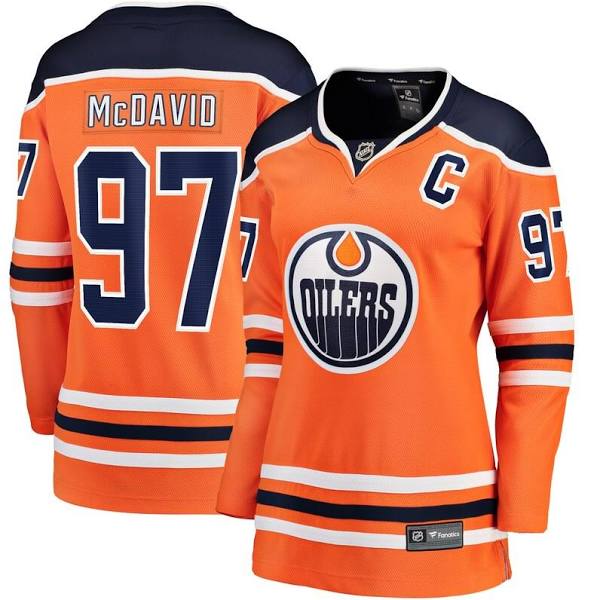 Edmonton Oilers Women Fanatics Branded Connor McDavid 97 Orange Home Premier Breakaway Player NHL Jersey